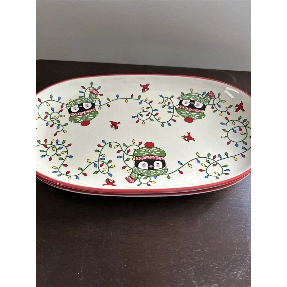 Temptations Bakeware Whimsy Christmas Serving Cookie‎ Trays Lot 3